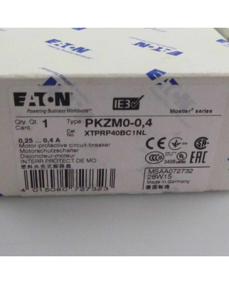 Eaton Motorschutzschalter PKZM0-0,4 XTPRP40BC1NL OVP