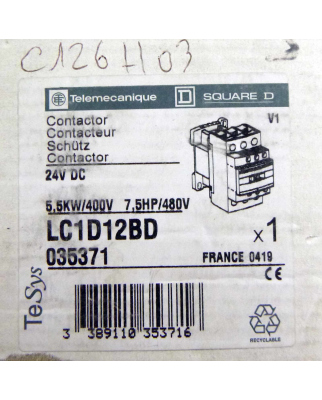Telemecanique Schütz LC1D12BD 035371 24VDC OVP