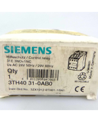 Siemens Hilfssch&uuml;tz 3TH4031-0AB0 24V/50Hz 29V/60Hz OVP