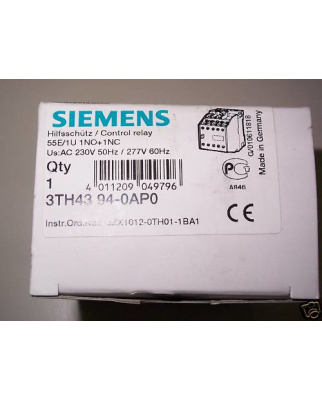Siemens Schütz Hilfsschütz 3TH4394-0AP0 OVP