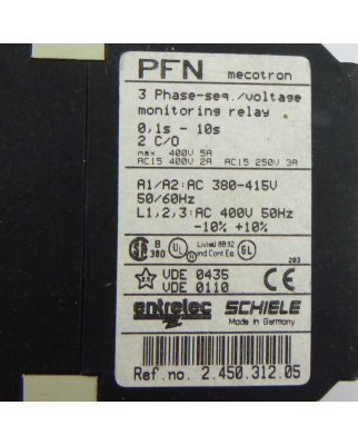 Schiele entrelec Phasenfolge-Relais PFN 2.450.312.05 0,1s-10s GEB