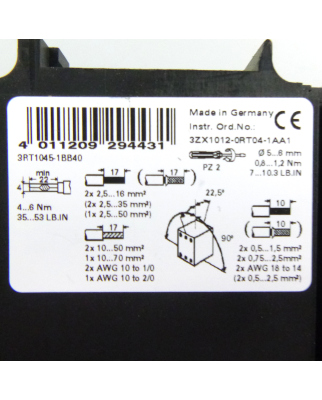Siemens Schütz 3RT1045-1BB40 24V GEB