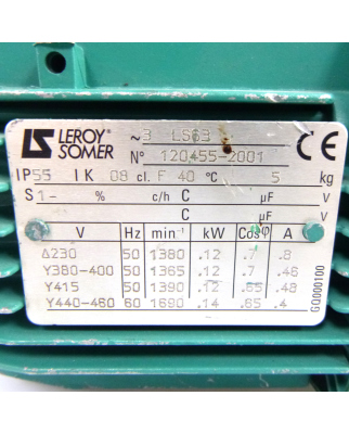 Leroy-Somer Drehstrommotor LS63 0.12kW GEB