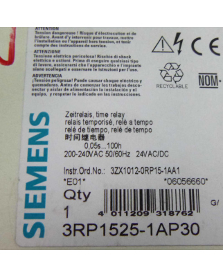 Siemens Zeitrelais 3RP1525-1AP30 OVP