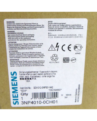 Siemens Lasttrennschalter 3NP4010-0CH01 OVP