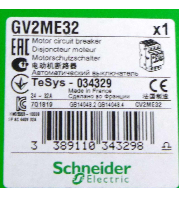 Schneider Electric Motorschutzschalter GV2ME32 034329 24-32A OVP 