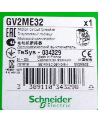 Schneider Electric Motorschutzschalter GV2ME32 034329 24-32A OVP 
