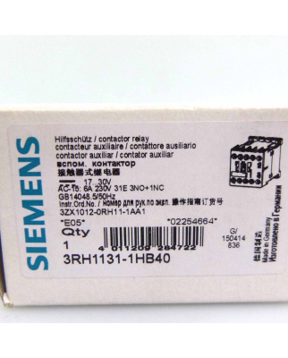 Siemens Hilfsschütz 3RH1131-1HB40 OVP