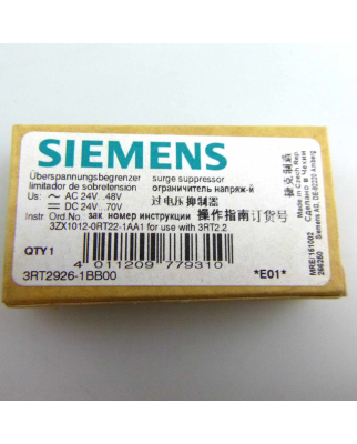 Siemens Überspannungsbegrenzer 3RT2926-1BB00 OVP