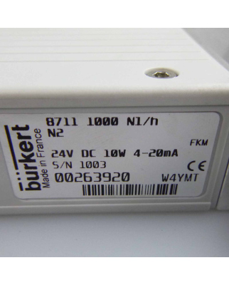 bürkert Massendurchflussregler 8711-1000 N1/h N2 00263920 24VDC NOV