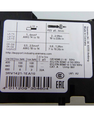 Siemens Leistungsschalter 3RV1421-1EA10 NOV