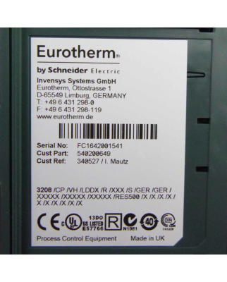 EUROTHERM Temperaturregler 3208 100-240VAC 500Ohm / 0-10VDC OVP