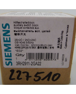 Siemens Hilfsschalterblock 3RH2911-2GA22 OVP