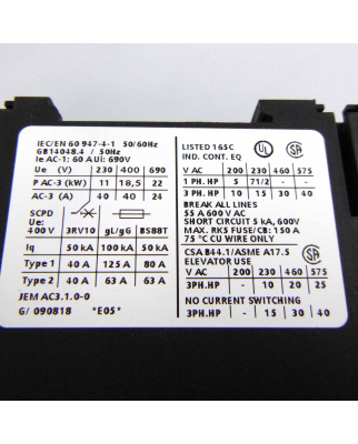 Siemens Schütz 3RT1035-1BM44 220V NOV