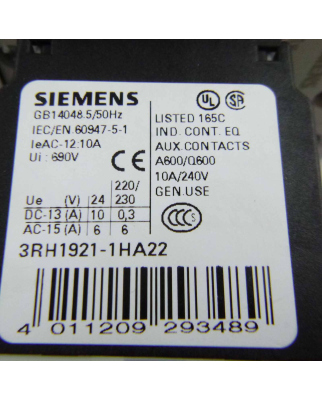 Siemens Schütz 3RT1035-1BM44 220V NOV