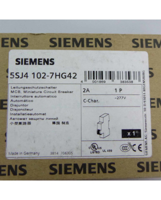 Siemens Leitungsschutzschalter 5SJ4 102-7HG42 OVP