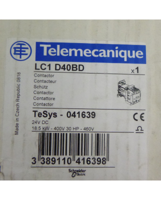 Telemecanique Schütz LC1D40BD 041639 24VDC OVP
