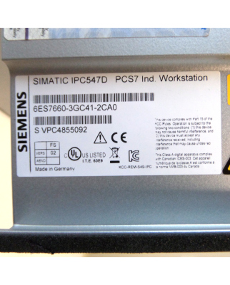 Simatic IPC547D PCS7 Ind. Workstation 6ES7660-3GC41-2CA0 GEB