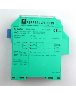 Pepperl+Fuchs Messumformer KFD0-TT-Ex1 43692 GEB