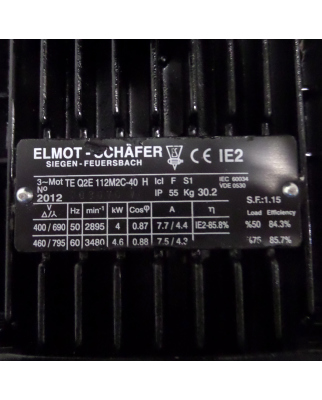 Elmot-Schäfer Elektromotor TE Q2E 112M2C-40 400V 4kW...