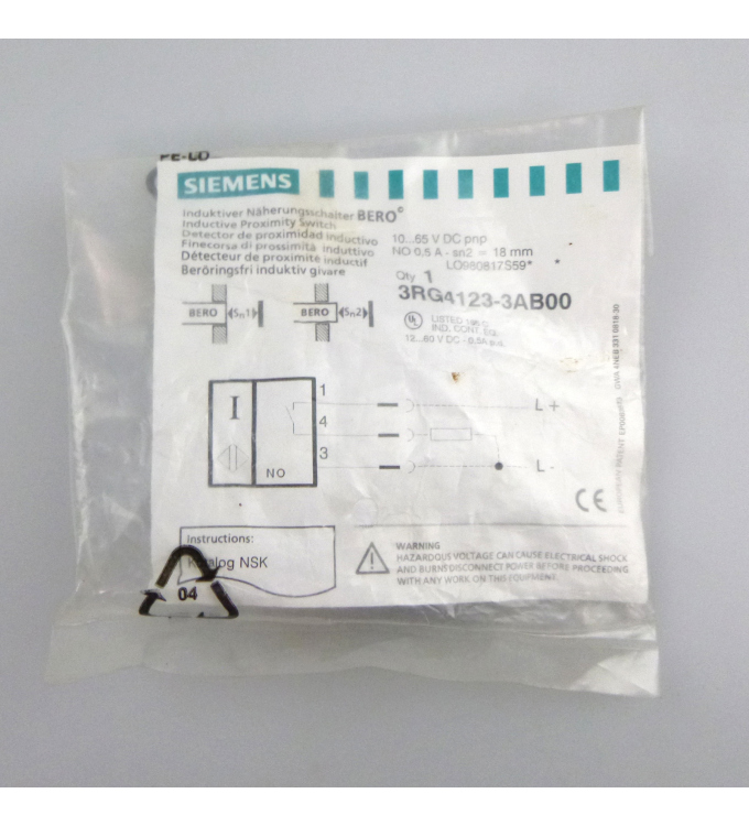 Siemens BERO Induktiver Näherungsschalter 3RG4123-3AB00 OVP