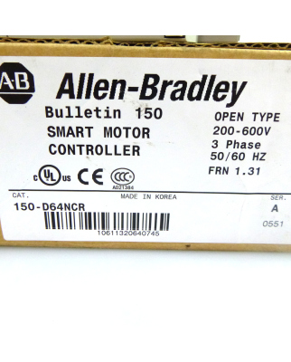 Allen Bradley Smart Motor Controller SMC-Delta 150-D64NCR Ser.A OVP