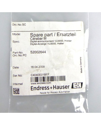 Endress+Hauser Cerabar M Digital-Anzeige VU3000 52002644 OVP