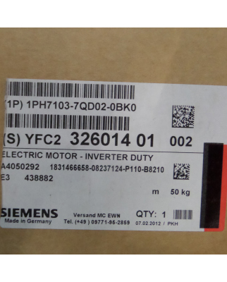 Siemens Kompakt-Asynchronmotor 1PH7103-7QD02-0BK0 OVP