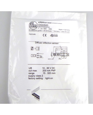 ifm electronic Reflexlichttaster OGH500 OGH-FPKG/US100 OVP