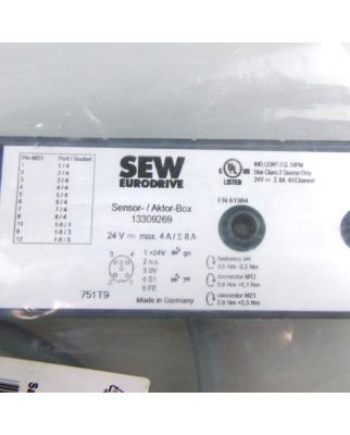 SEW EURODRIVE MOVIPRO Sensor-/Aktor-Box 13309269 OVP