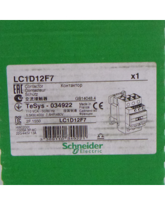 Schneider Electric Schütz LC1D12F7 TeSys-034922 5,5kW/400V OVP