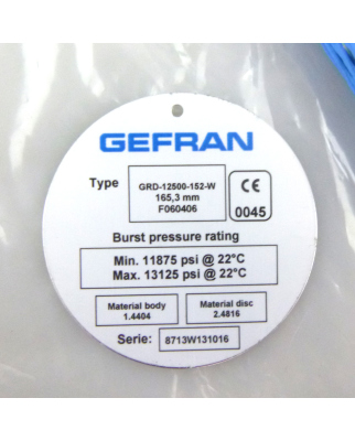 GEFRAN Berstscheibe GRD-12500-152-W 11875-13125psi 165,3mm NOV