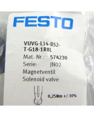 Festo Magnetventil VUVG-L14-B52-T-G18-1R8L 574230 OVP
