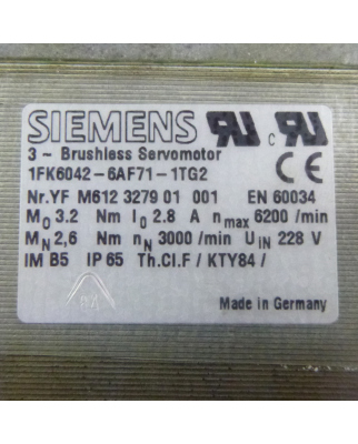 Siemens Synchronservomotor 1FK6042-6AF71-1TG2 NOV