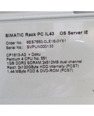 Simatic PCS7 OS Server 6ES7650-0LE16-0YX1 GEB