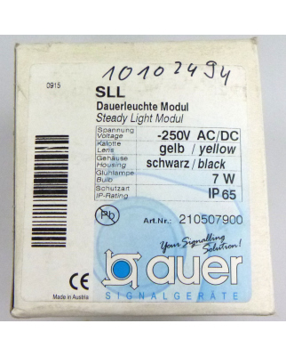 Auer Dauerleuchte SLL-250VAC/DC 210507900 gelb/schwarz OVP
