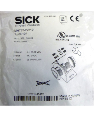 SICK Reflexionslichttaster MHT15-P2319 1026104 OVP