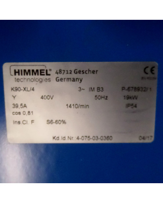 Himmel Flachmotor K90-XL/4 19kW 1410/min GEB