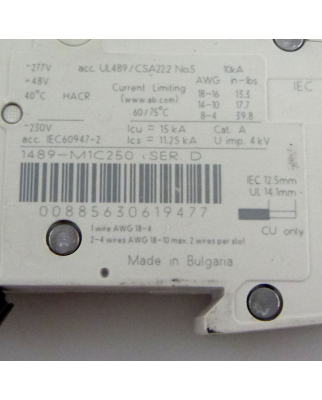 Allen Bradley Leitungsschutzschalter 1489-M1C250 Ser.D NOV