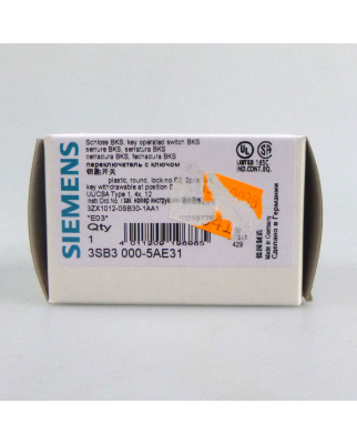 Siemens Schlüsselschalter 3SB3 000-5AE31 OVP