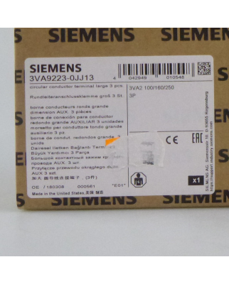 Siemens Rundleiteranschlussklemme 3VA9223-0JJ13 OVP