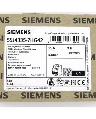 Siemens Leistungsschalter 5SJ4335-7HG42 OVP
