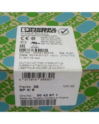 Phoenix Contact COMBI-Stecker SP 4/ 9 3042971 (25Stk.) SIE