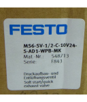 Festo Druckaufbau- und Entlüftungsventil MS6-SV-1/2-C-10V24-S-AD1-WPB-MK 548713 OVP