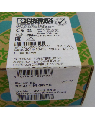 Phoenix Contact COMBI-Stecker SP 4/ 1-M GNYE 3042803 (50Stk.) OVP