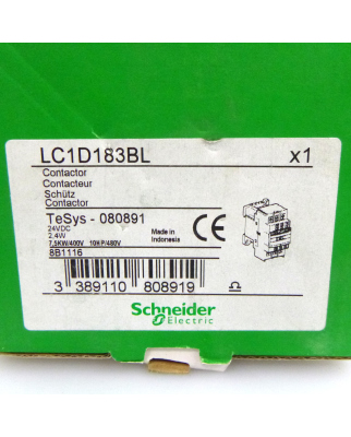 Schneider Electric Leistungsschütz LC1D183BL 080891 24VDC OVP