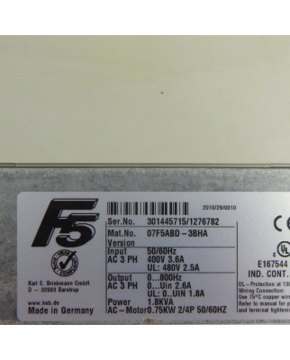 KEB Frequenzumrichter Combivert 07F5ABD-3BHA 0,75kW GEB
