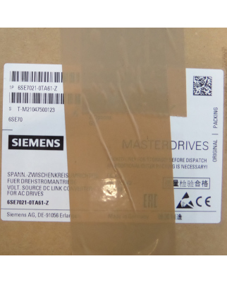 SIMOVERT Masterdrive 6SE7021-0TA61-Z Z=G91 E-Stand:A OVP