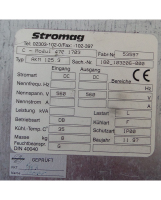 Stromag C-Modul Power Supply AKM 125.3 180_103206-000...