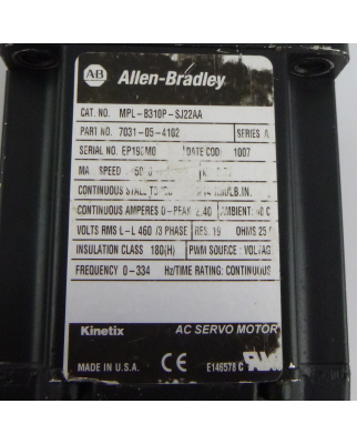 Allen Bradley Servo Motor MPL-B310P-SJ22AA Ser.A GEB